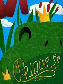 Frog princess with crown Stock Illustration