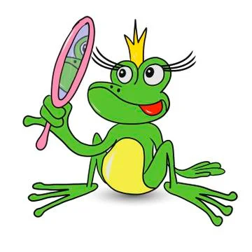 Frog Princess with Mirror Stock Illustration