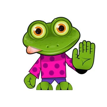 Frog with Raised Hand Stock Illustration
