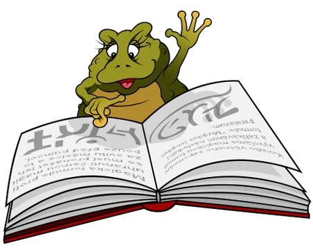 Frog Reading Book Stock Illustration