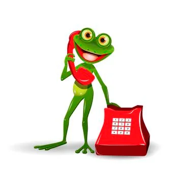 Frog with Red Phone Stock Illustration