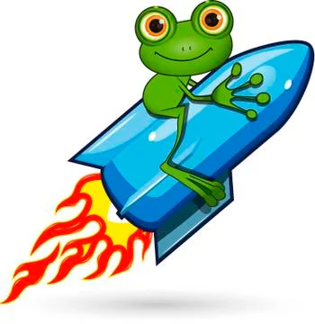 Frog on a Rocket Illustrazione stock