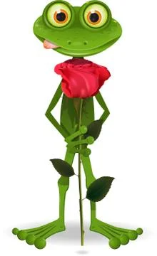 Frog with rose Stock Illustration