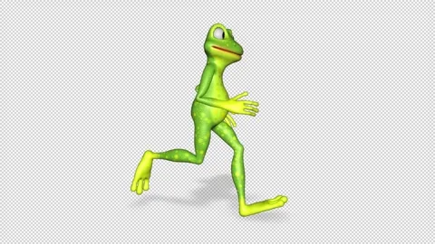 Frog Runs Side Looped Alpha Channel Stock Footage 169177097