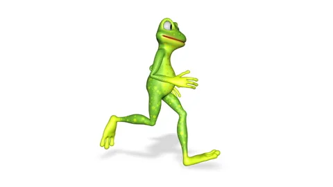 Frog Runs Side Looped White Background Stock Footage 169635449