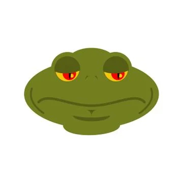 Frog sad emoji. toad Avatar sorrowful amphibious. Emotion Reptile Face Stock Illustration