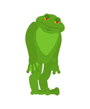 Frog sad. Toad sorrowful emotions. Anuran dull. Vector illustration Illustrazione stock