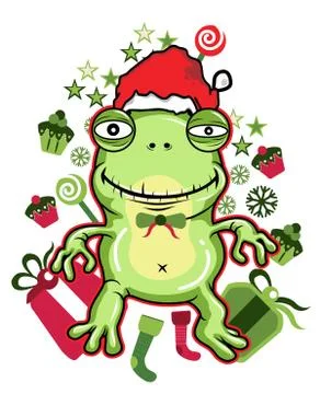 Frog santa vector illustration Stock Illustration