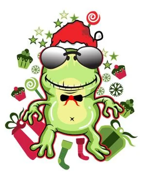 Frog santa - Vector Version available Stock Illustration