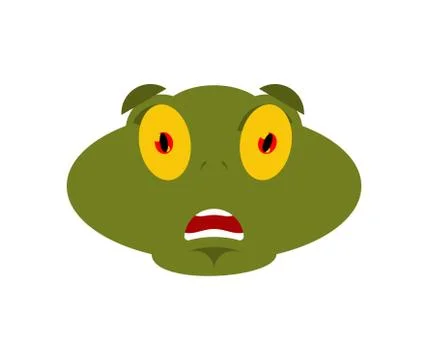 Frog scared OMG emotion. Toad Oh my God emoji. Frightened Anuran. Vector illu Stockillustratie