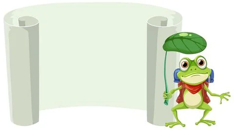 Frog with Scroll Vector Illustration 스톡 일러스트