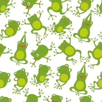 Frog seamless pattern. Cartoon cute frogs kids repeating texture Illustrazione stock
