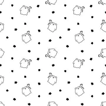 Frog. Seamless pattern. Coloring Page. Stock Illustration