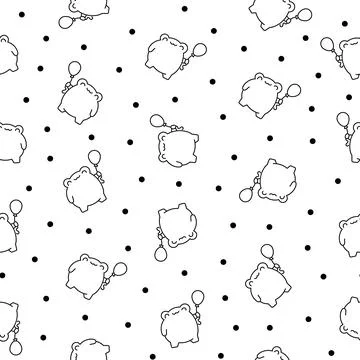 Frog. Seamless pattern. Coloring Page. Stock Illustration
