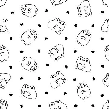Frog. Seamless pattern. Coloring Page. Stock Illustration