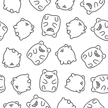 Frog. Seamless pattern. Coloring Page. Stock Illustration