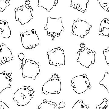 Frog. Seamless pattern. Coloring Page. Illustrazione stock