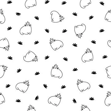 Frog. Seamless pattern. Coloring Page. Stock Illustration