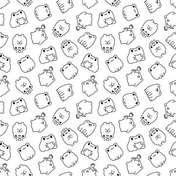 Frog. Seamless pattern. Coloring Page. Stock Illustration