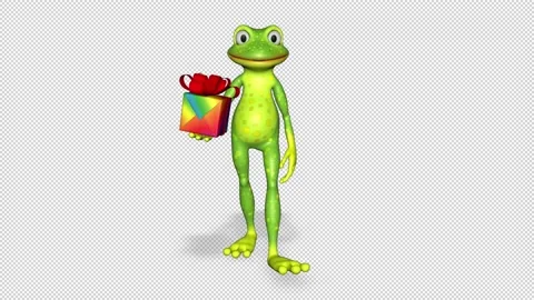 Frog Shows Gift Looped Alpha Channel Stock Footage 168736660