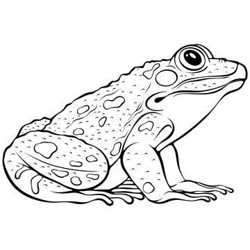 Frog side view line art Stock Illustration