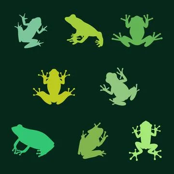 Frog Silhouette Set Stock Illustration