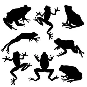 Frog silhouettes set Stock Illustration