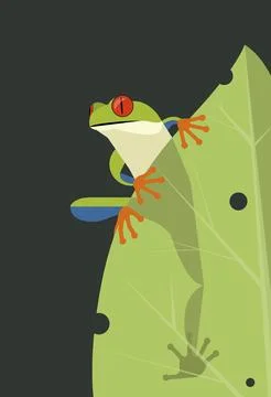 Frog sits on a leaf Stock Illustration