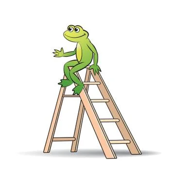 Frog sitting on ladder Stock Illustration