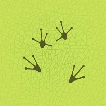 Frog sitting on leaf footprints. Vector frog feet. Isolated illustration. Stock Illustration