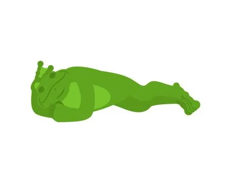 Frog sleeping. Toad asleep emotions. Anuran dormant. Vector illustration Illustrazione stock