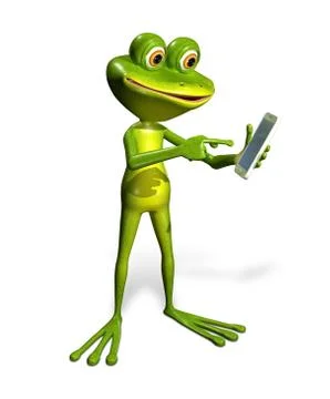 Frog with a smartphone Stock Illustration