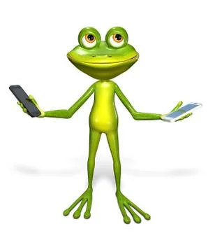 Frog with a smartphone Stock Illustration