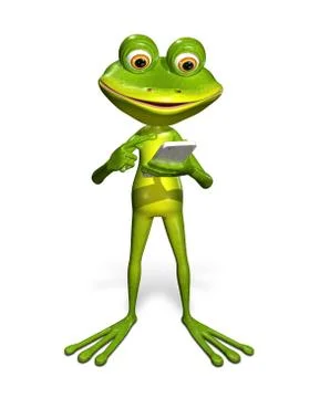 Frog with a smartphone Stock Illustration
