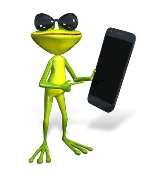 Frog with a smartphone Stock Illustration