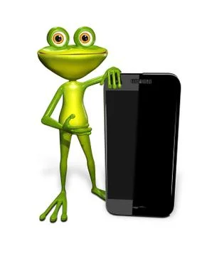 Frog with a smartphone Stock Illustration