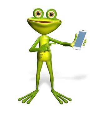 Frog with a smartphone Stock Illustration