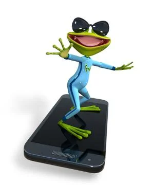 Frog with a smartphone Stock Illustration