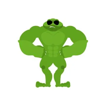 Frog Strong Cool serious. Toad powerful. Anuran strict. Vector illustration Stock Illustration