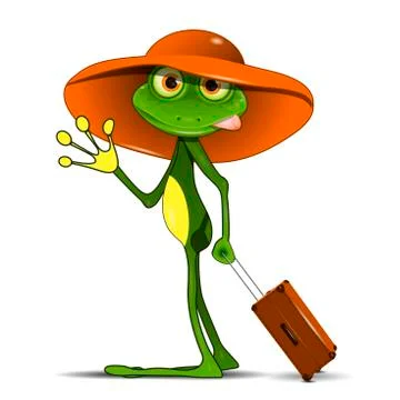 Frog with a suitcase Illustrazione stock