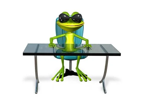 Frog at the table Stock Illustration