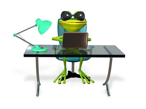 Frog at the table Stock Illustration