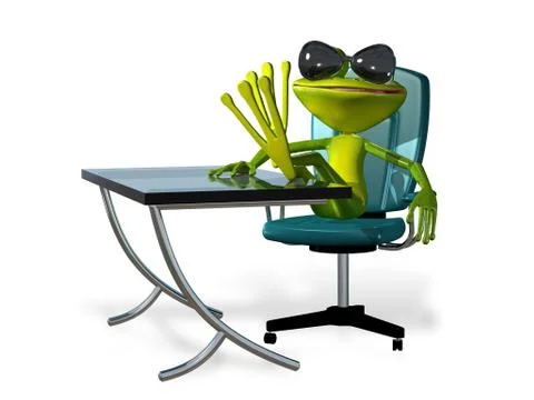 Frog at the table Stock Illustration