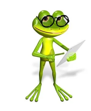 Frog with tablet イラスト素材