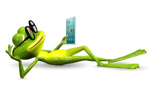 Frog with tablet Stock Illustration