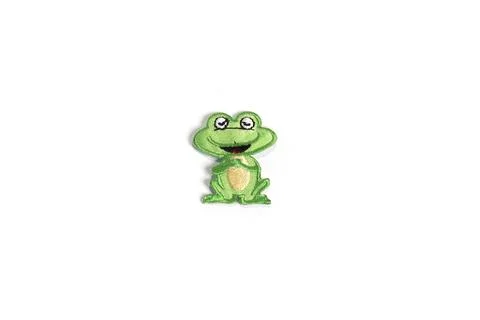 Frog textile patch for clothes customization, isolated on white. Stock Photos