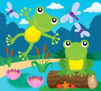 Frog thematic image - eps10 vector illustration. Stock Illustration