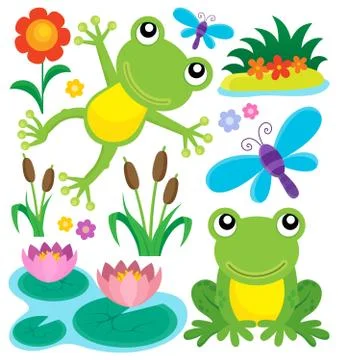 Frog thematic set - eps10 vector illustration. Stock Illustration