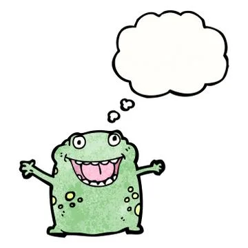 Frog with thought bubble cartoon Illustrazione stock