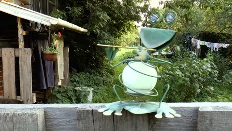 Frog toy on the fence Stock Footage 78310134